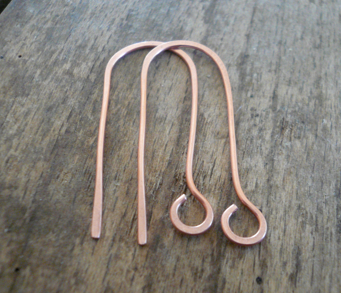 Minimalist Copper Earwires - Handmade. Handforged