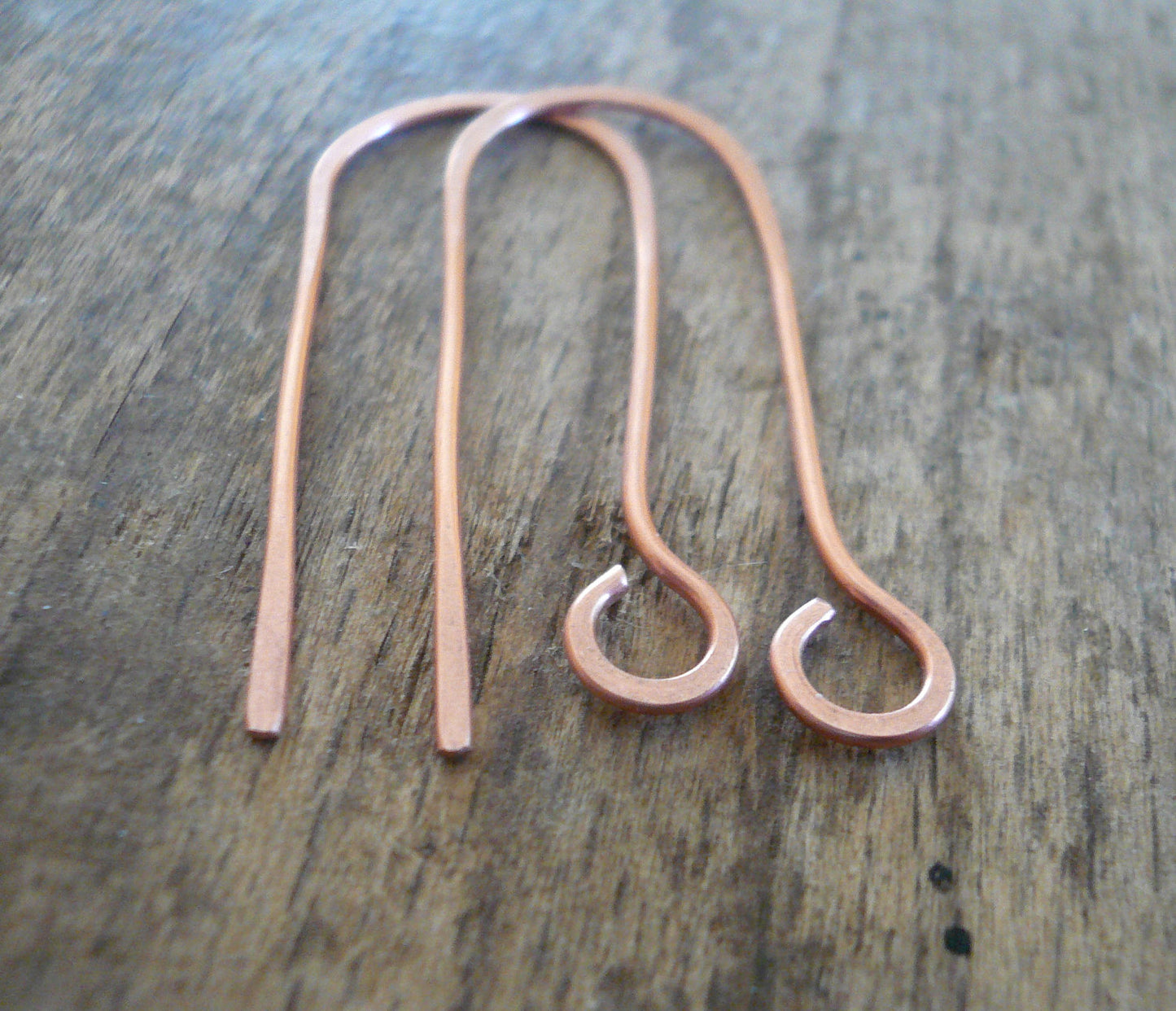 Minimalist Antiqued Copper Earwires - Handmade. Handforged. Made to Order