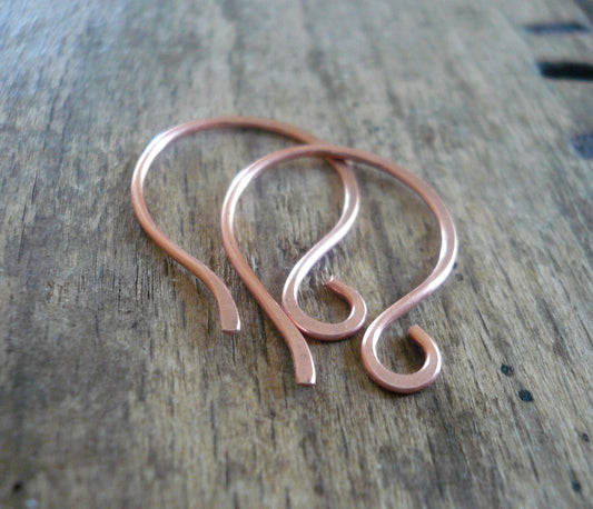Large Twinkle Copper Earwires - Handmade. Handforged
