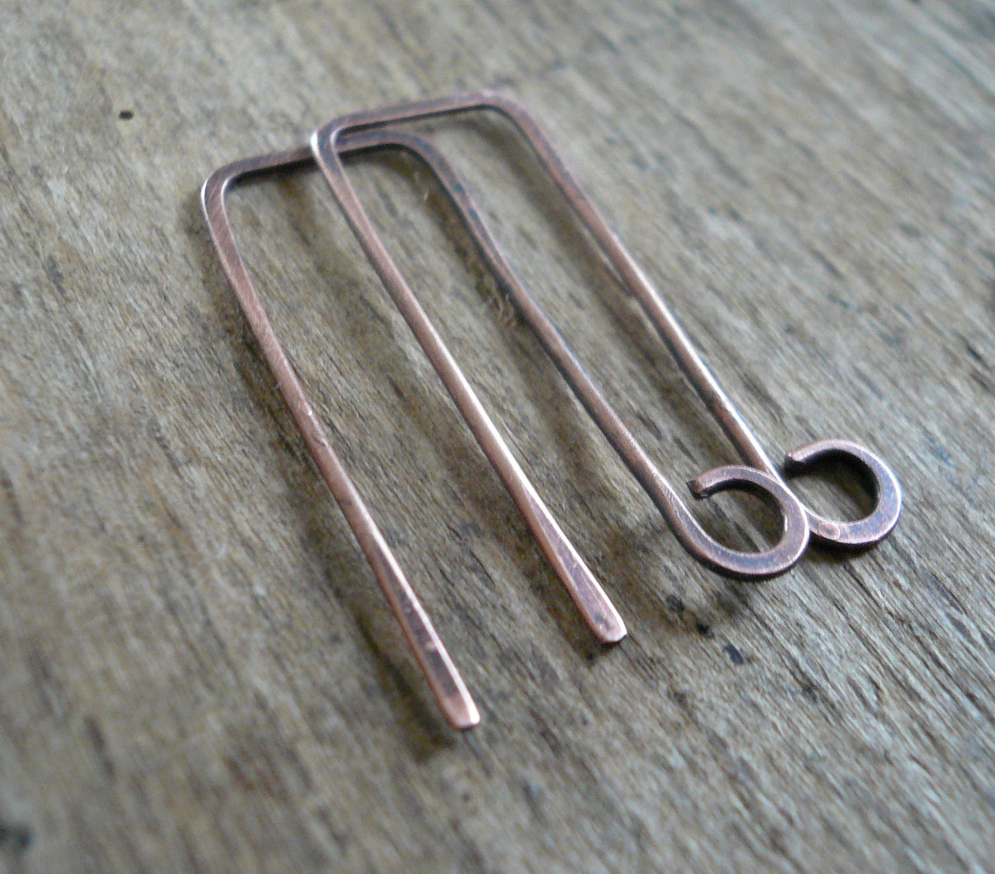 Millstone Antiqued Copper Earwires - Handmade. Handforged