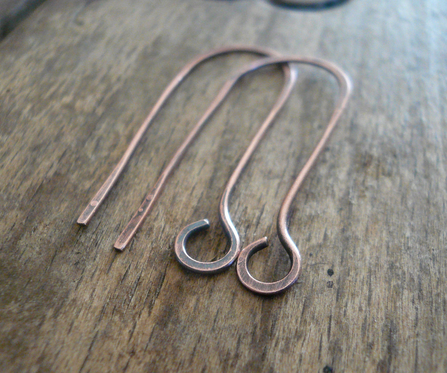 Minimalist Antiqued Copper Earwires - Handmade. Handforged. Made to Order