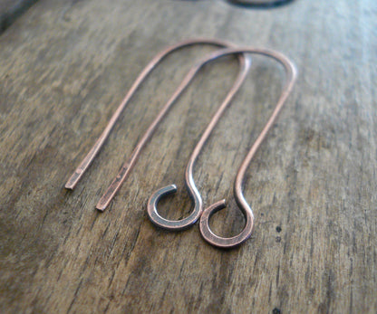 Minimalist Antiqued Copper Earwires - Handmade. Handforged. Made to Order