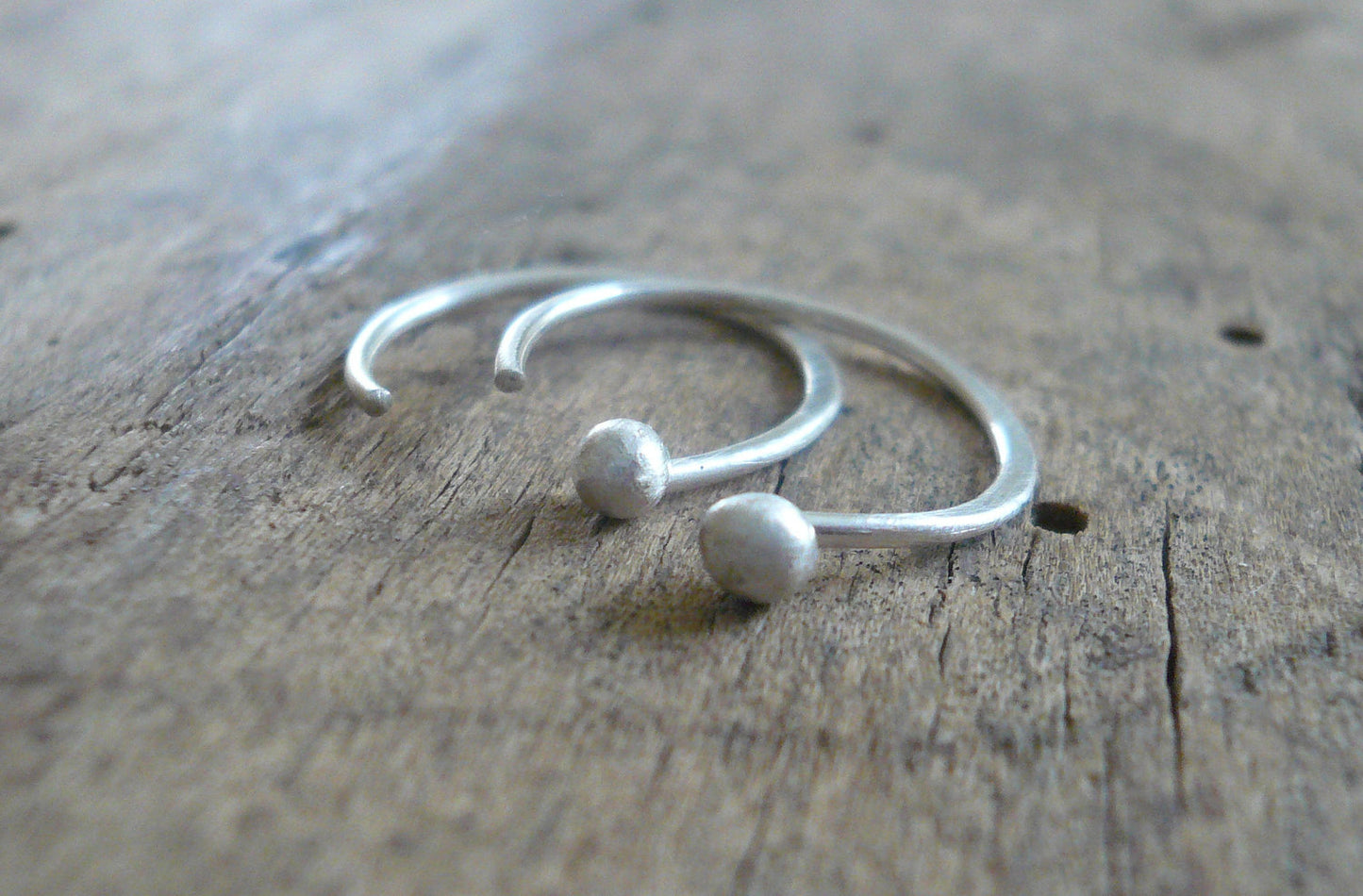 Polka Earrings - Handmade. Hand forged. Fine Silver Tiny Earrings. Choice of finishes