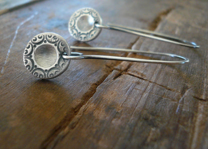 Orleans. Old South Collection Earrings- Oxidized fine silver. Dangle earrings.Handmade