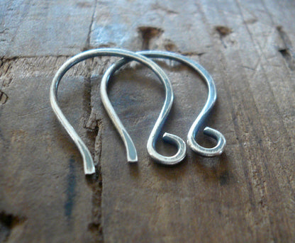 HEAVY 18 gauge Large Twinkle Sterling Silver Earwires - Handmade. Handforged. Oxidized/ polished