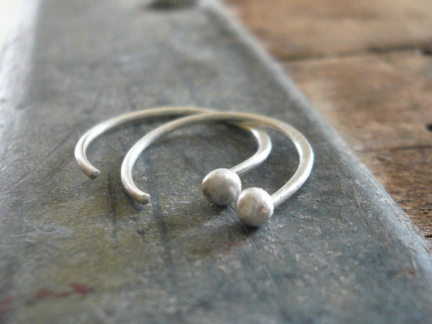 Polka Earrings - Handmade. Hand forged. Fine Silver Tiny Earrings. Choice of finishes