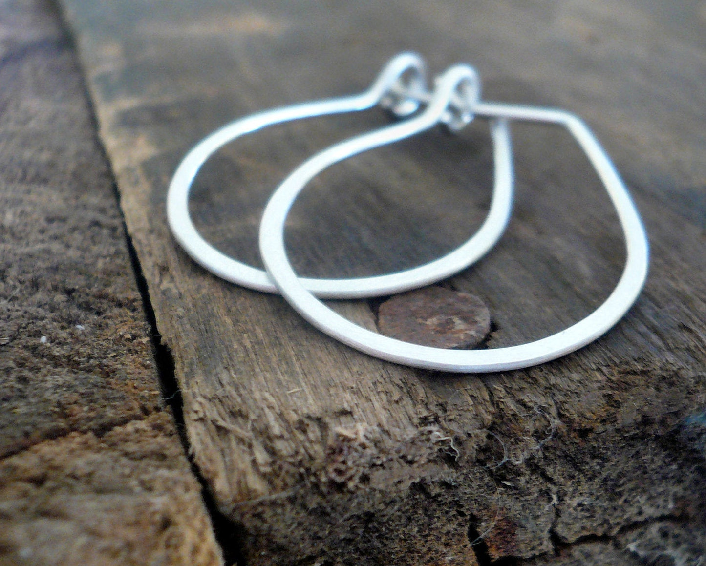 Horseshoe Hoops - Handmade. hand forged. Sterling Silver or 14kt goldfill Earrings