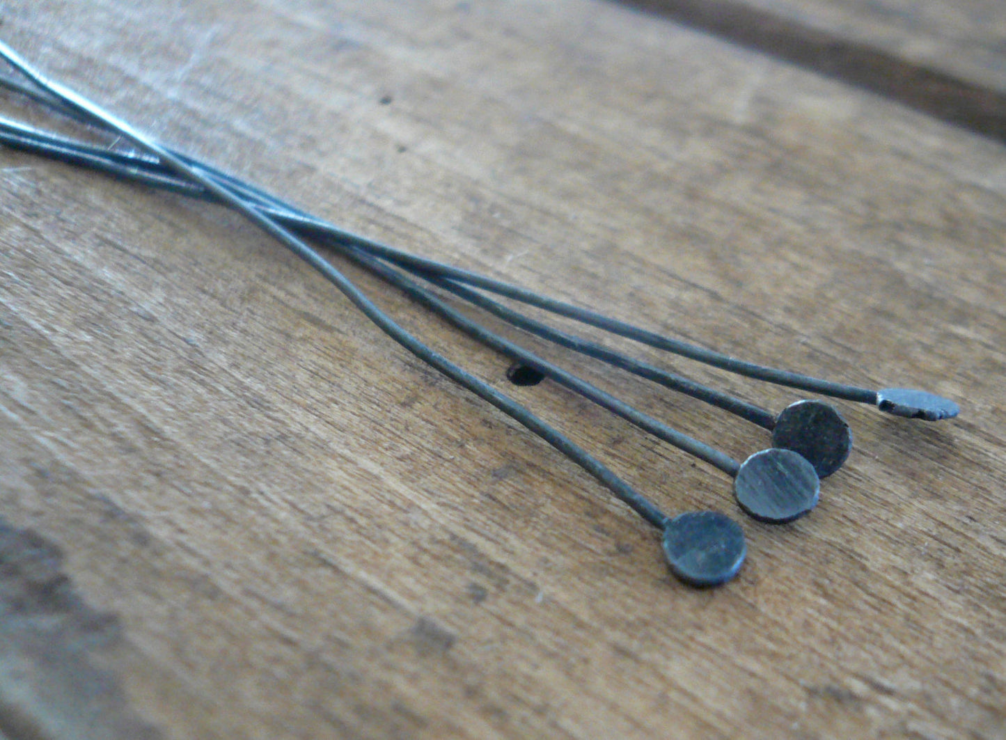 10 2" Fine Silver Handmade Paddle Headpins - Choice 26,24 or 20 gauge. Heavily Oxidized Finish