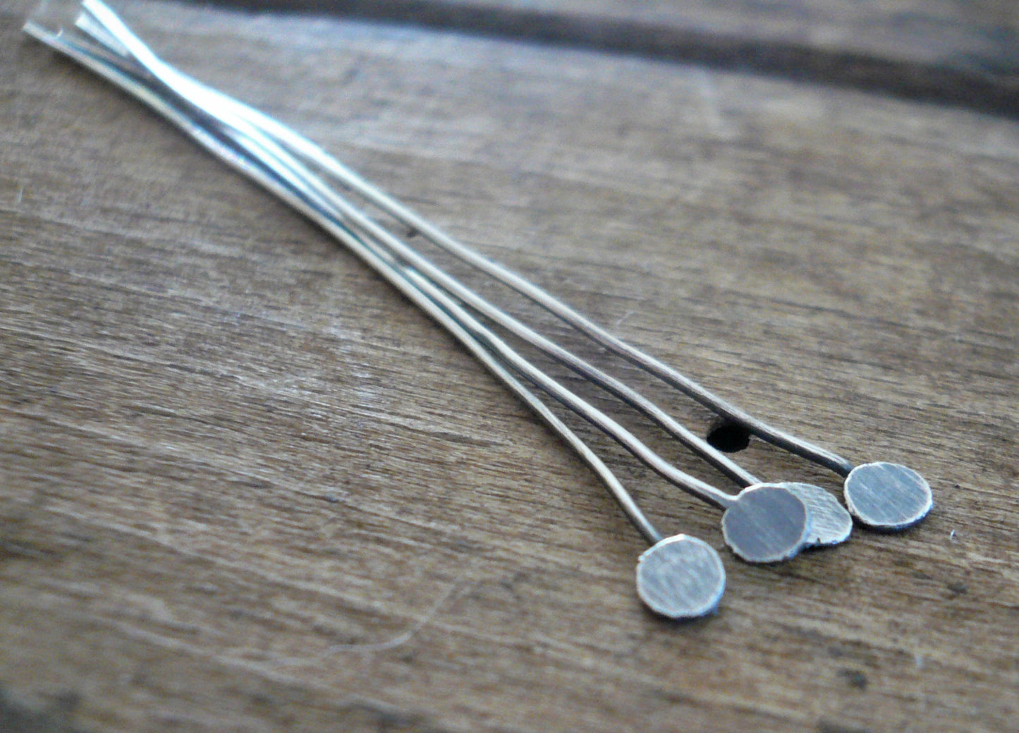 10 2" Fine Silver Handmade Paddle Headpins - Choice 26,24 or 20 gauge. Oxidized & polished Finish