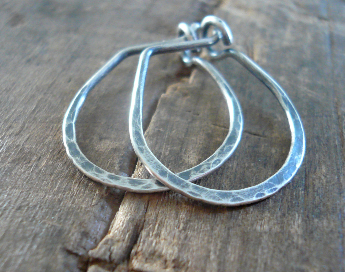 Hammered Pony Horseshoe Hoops - Handmade. Hand forged. Sterling Silver or 14kt goldfill Earrings