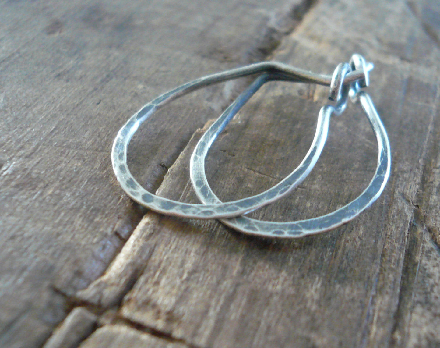 Hammered Pony Horseshoe Hoops - Handmade. Hand forged. Sterling Silver or 14kt goldfill Earrings
