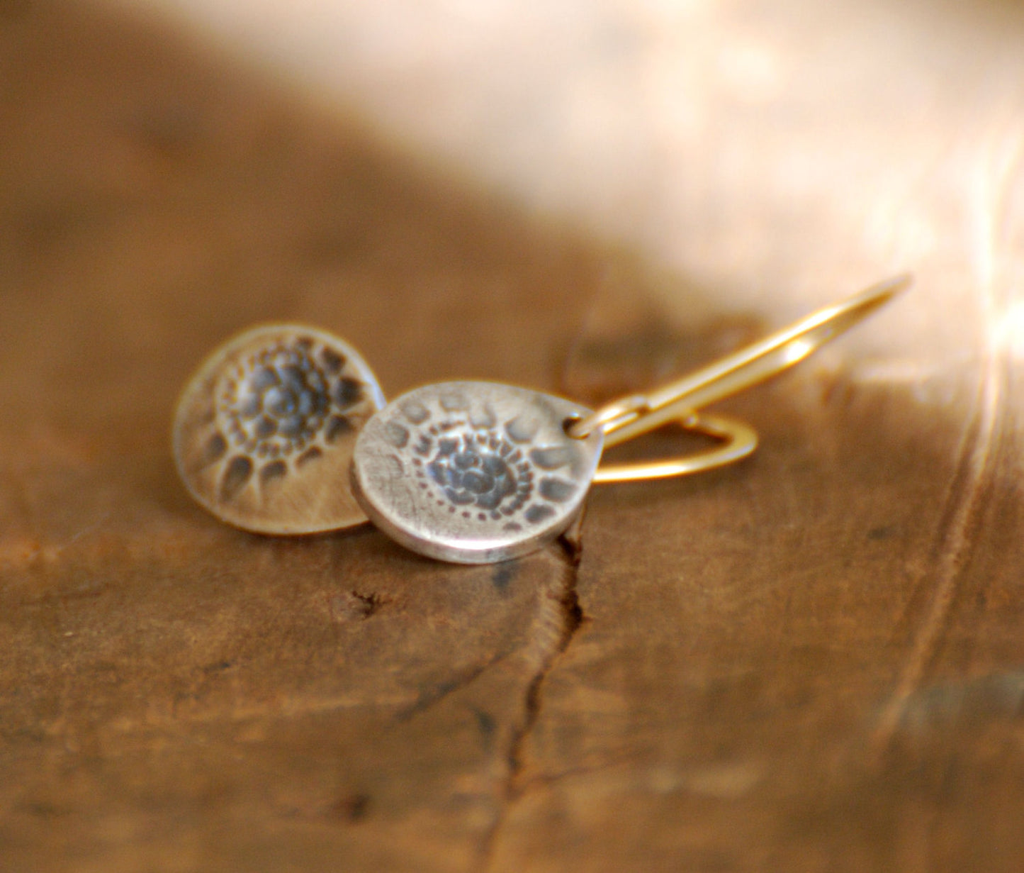 Charleston. Old South Collection Earrings - Oxidized fine silver. 14kt Goldfill. Mixed Metal. Handmade