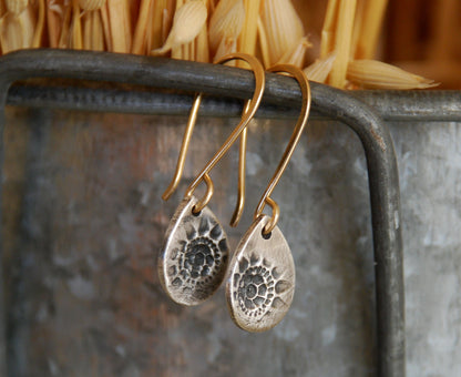 Charleston. Old South Collection Earrings - Oxidized fine silver. 14kt Goldfill. Mixed Metal. Handmade