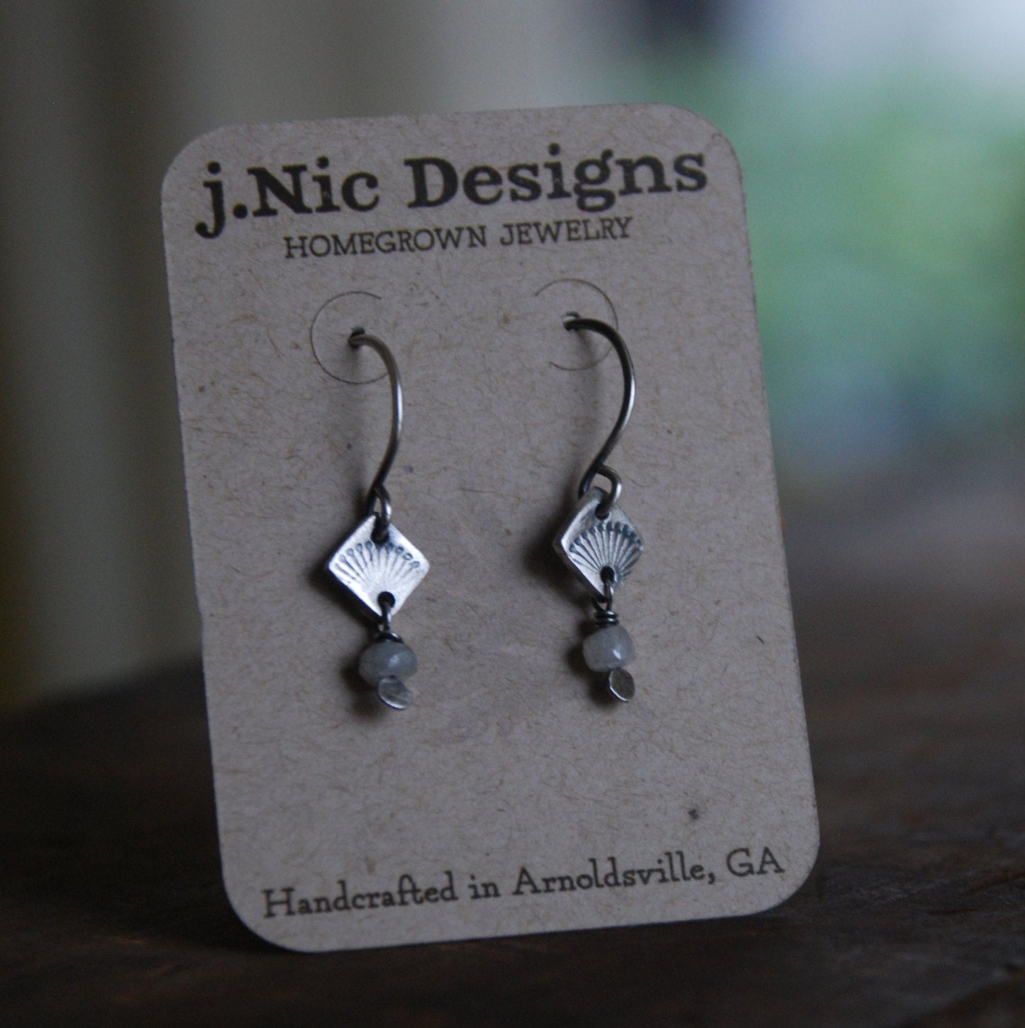 Meridian Earrings - Handmade. White Sapphires. Oxidized Sterling & Fine Silver