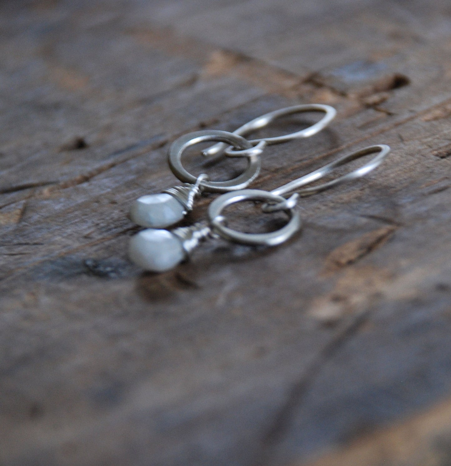 Verglas Earrings - Handmade. White Sapphires. Brushed Sterling Silver