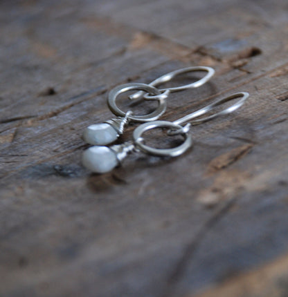 Verglas Earrings - Handmade. White Sapphires. Brushed Sterling Silver
