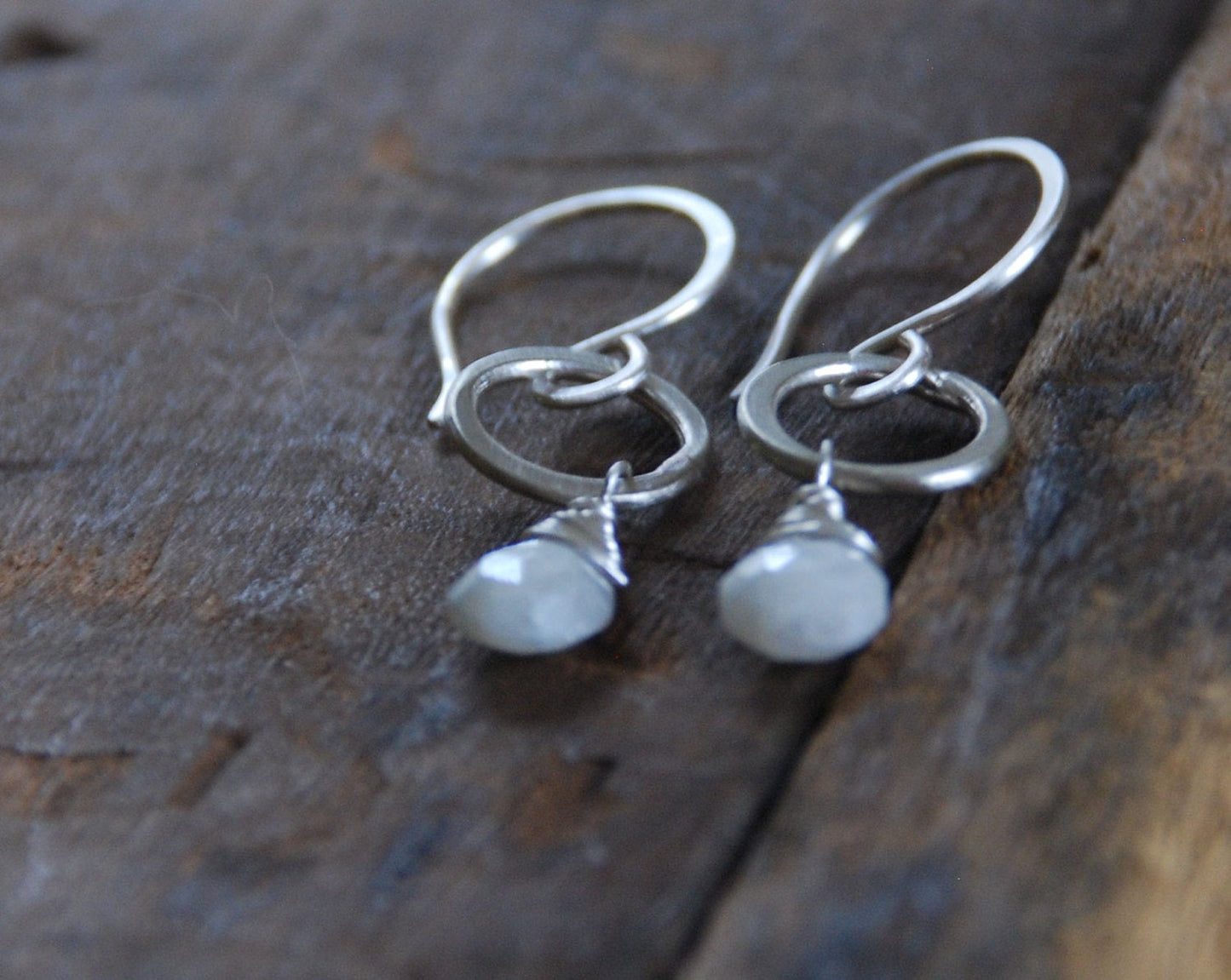 Verglas Earrings - Handmade. White Sapphires. Brushed Sterling Silver