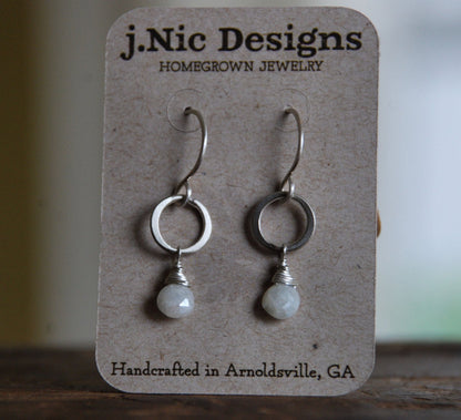 Verglas Earrings - Handmade. White Sapphires. Brushed Sterling Silver