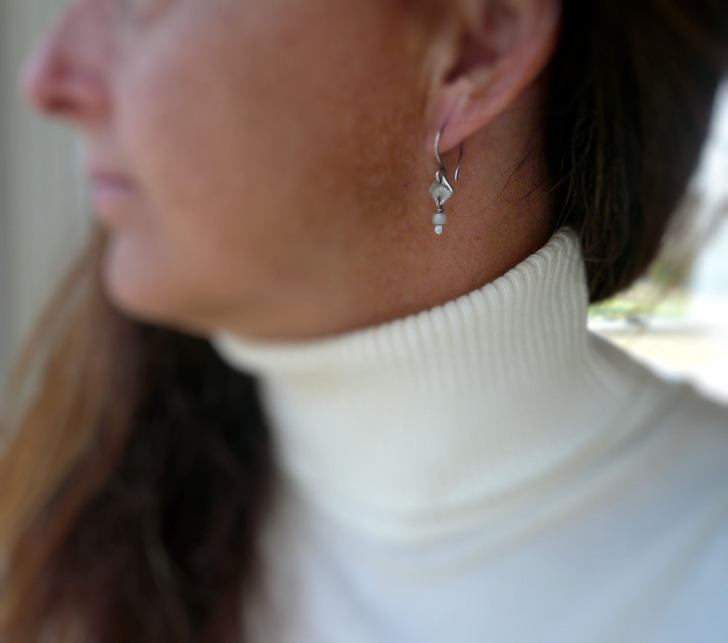 Meridian Earrings - Handmade. White Sapphires. Oxidized Sterling & Fine Silver