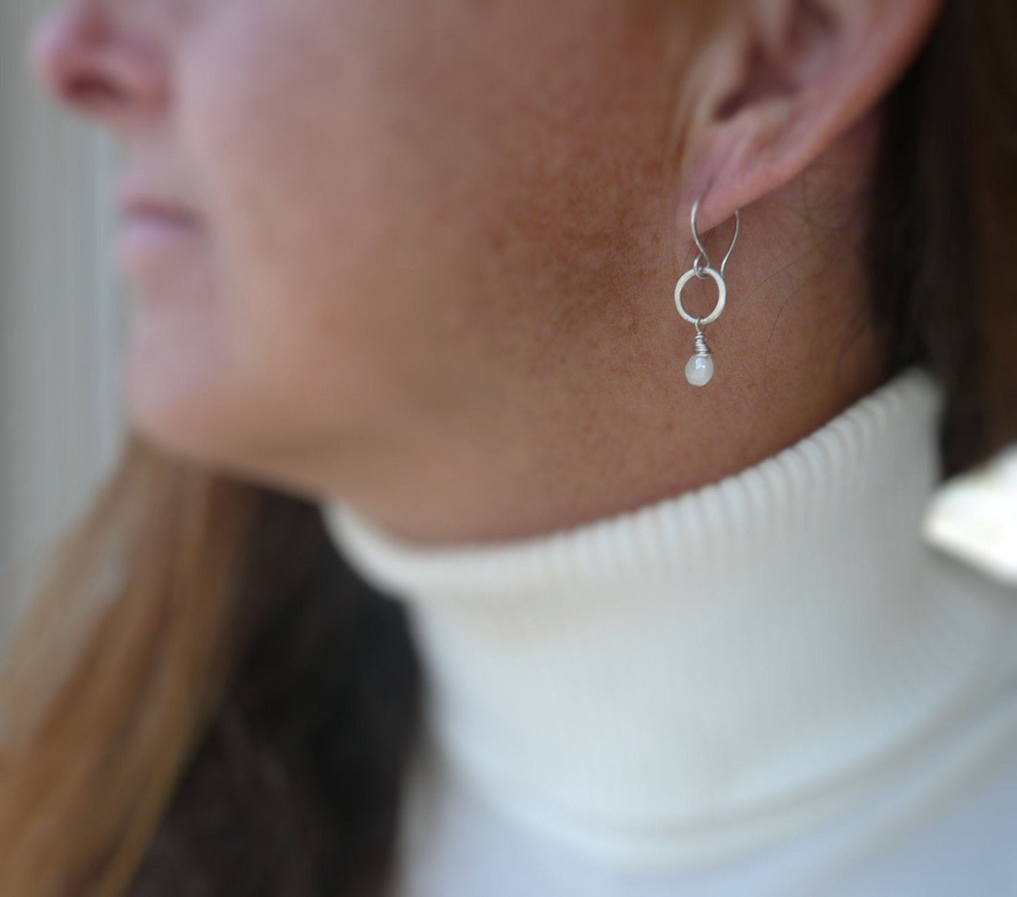 Verglas Earrings - Handmade. White Sapphires. Brushed Sterling Silver