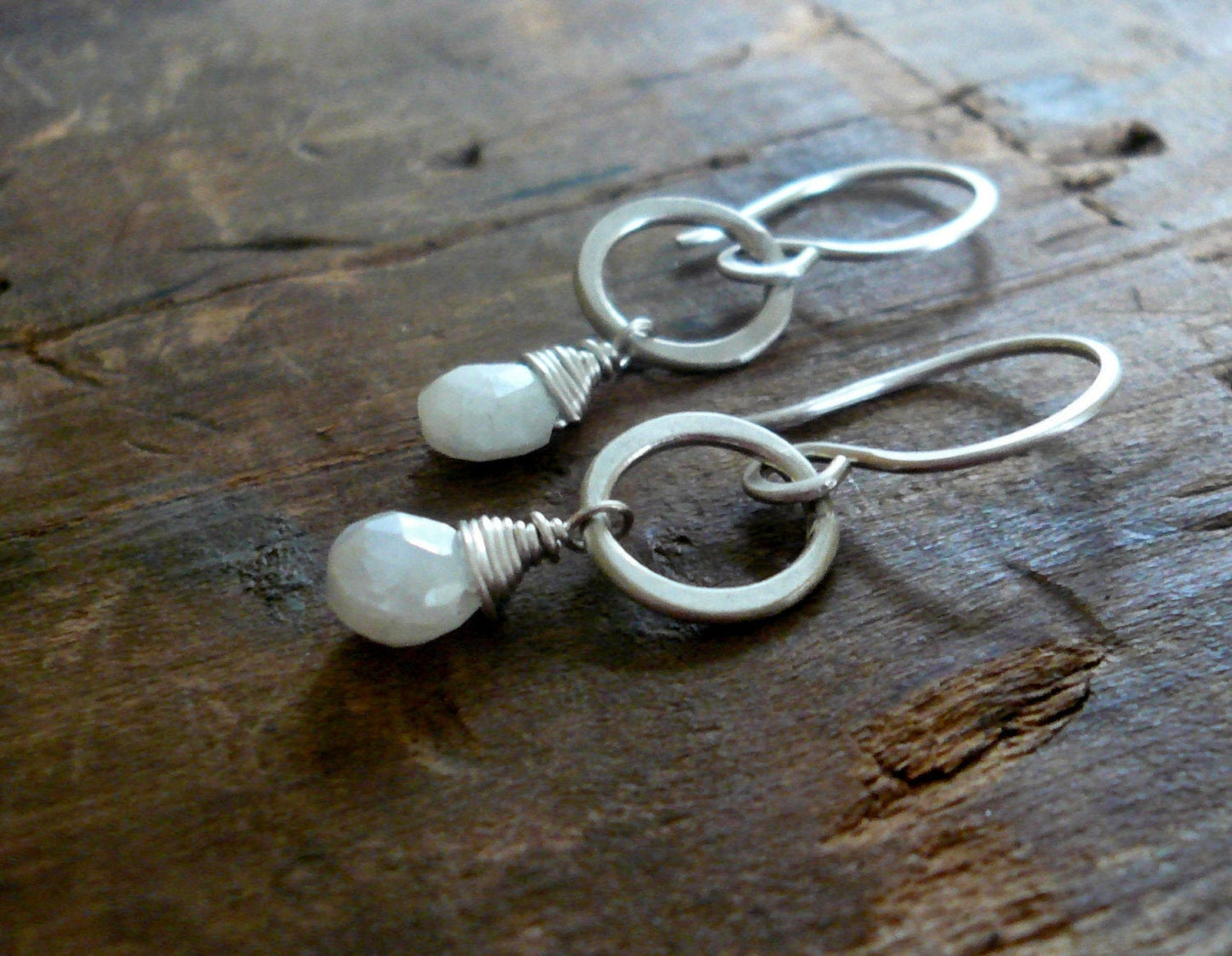 Verglas Earrings - Handmade. White Sapphires. Brushed Sterling Silver