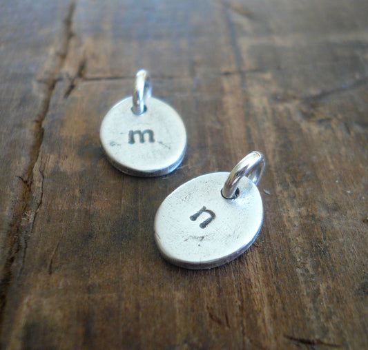 Egglet Initial Pendants- Handmade. Personalized. Oxidized Fine Silver