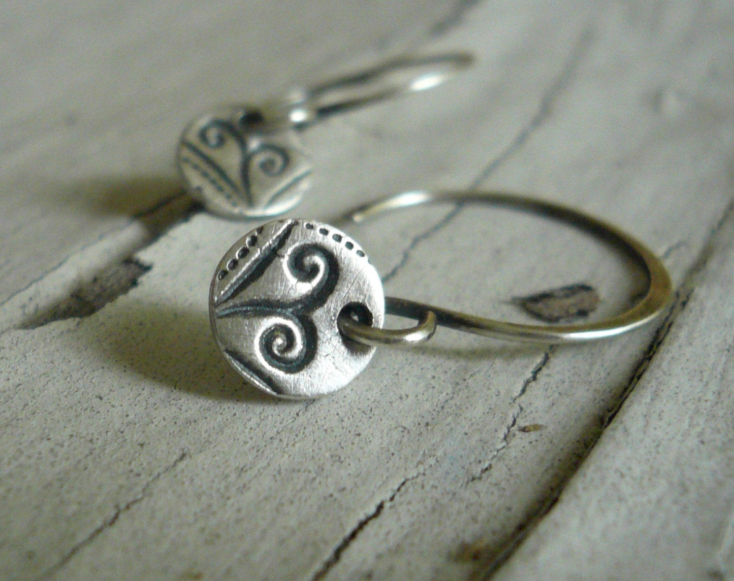 Petite Frond Earrings Flourish Collection. Handmade. Oxidized fine and sterling silver