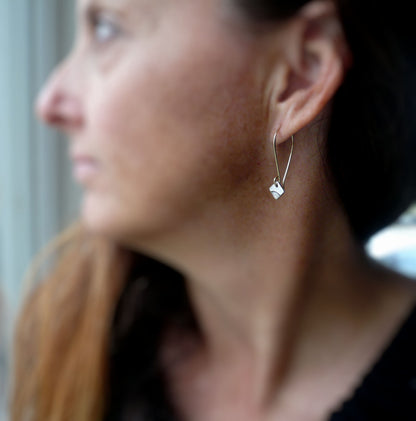 Horizon Earrings - Handmade. Mixed Metal. 14kt Goldfill & Oxidized fine silver Dangle Earrings