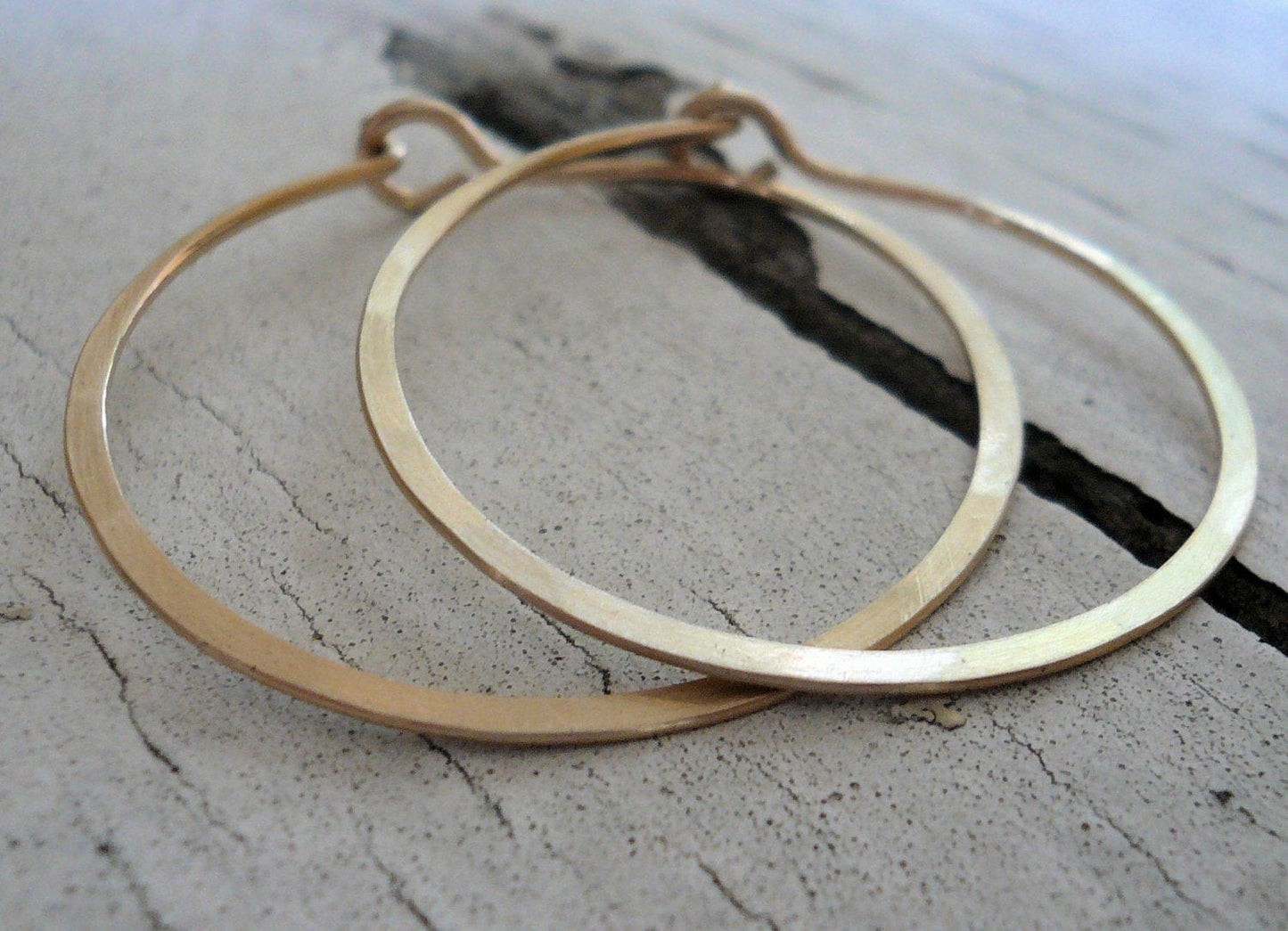 Satin Hoops - Handmade. Handforged. Matte 14k goldfill hoops. Choice of 6 sizes