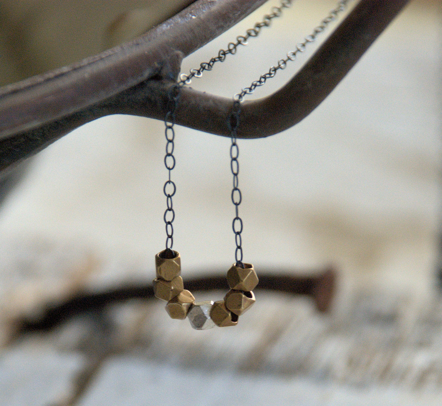 Ore Collection Necklace - Oxidized Sterling and Fine Silver. Brass. Handmade