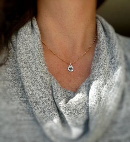 Charleston. Old South Collection Necklace - Oxidized fine Silver. 14 kt Goldfill Satellite chain. Handmade