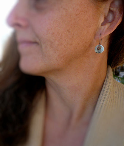 Sawgrass Earrings- Oxidized fine silver. Andalusite. Dangle earrings.Handmade