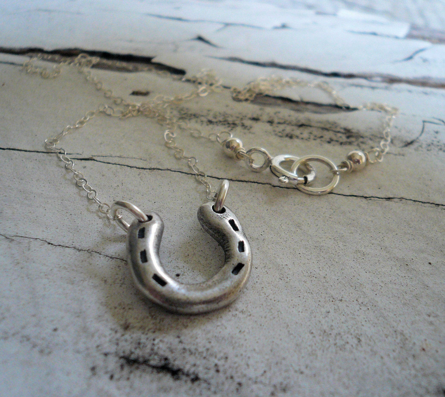 Lucky Necklace - Handmade. Oxidized Fine and Sterling Silver