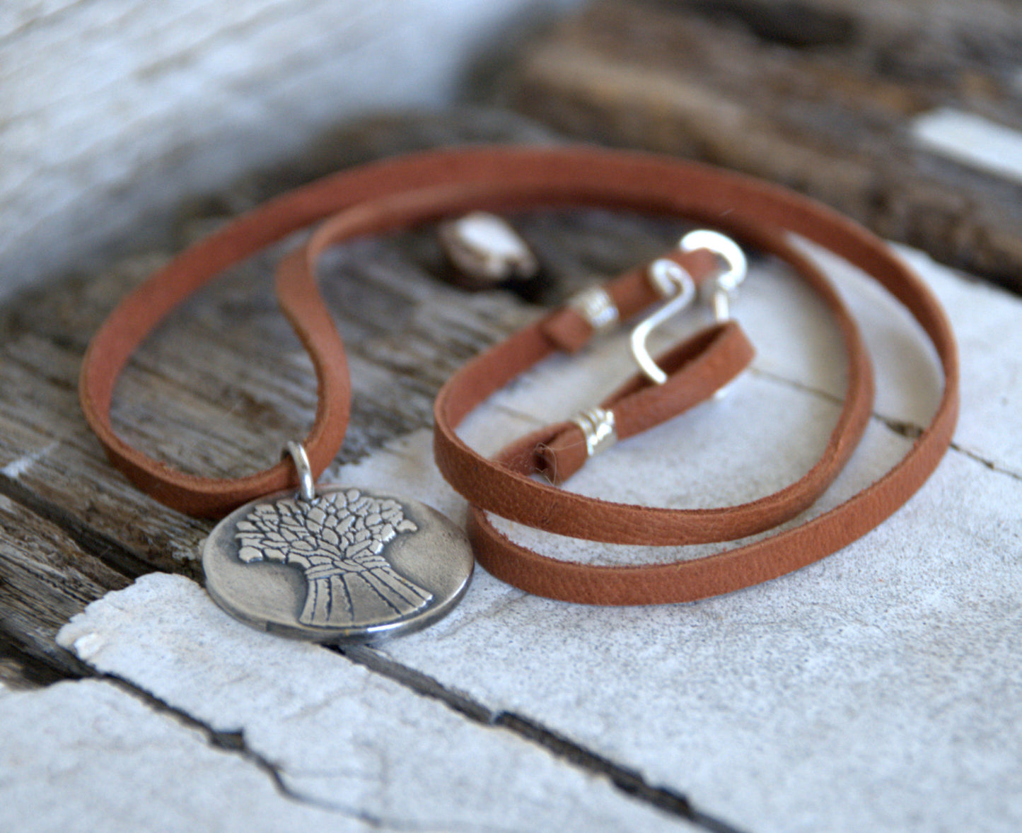 Autumn - Seasons Necklace - Fine & Sterling Silver. Leather. Handmade.