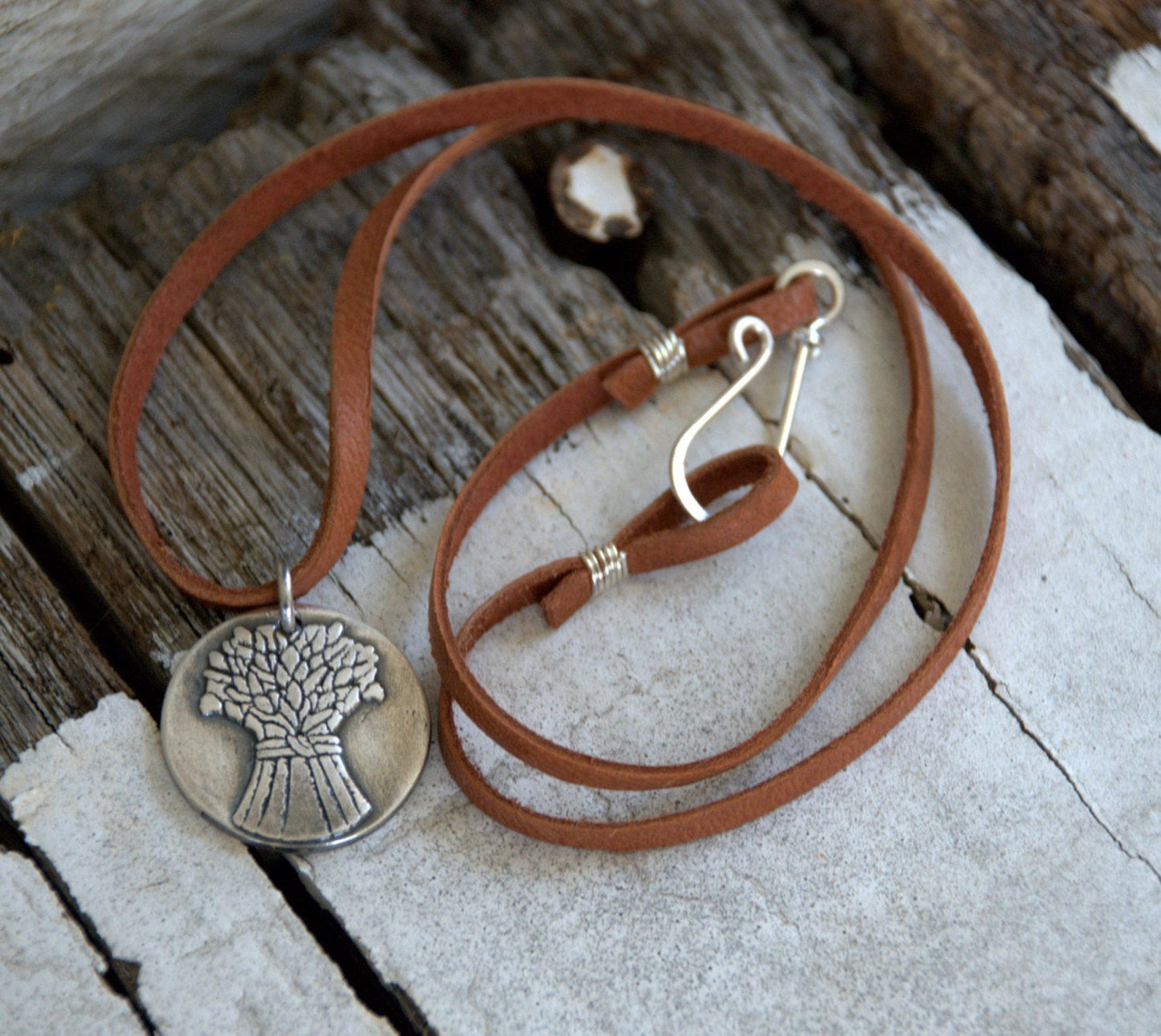 Winter - Seasons Necklace - Fine & Sterling Silver. Leather. Handmade.