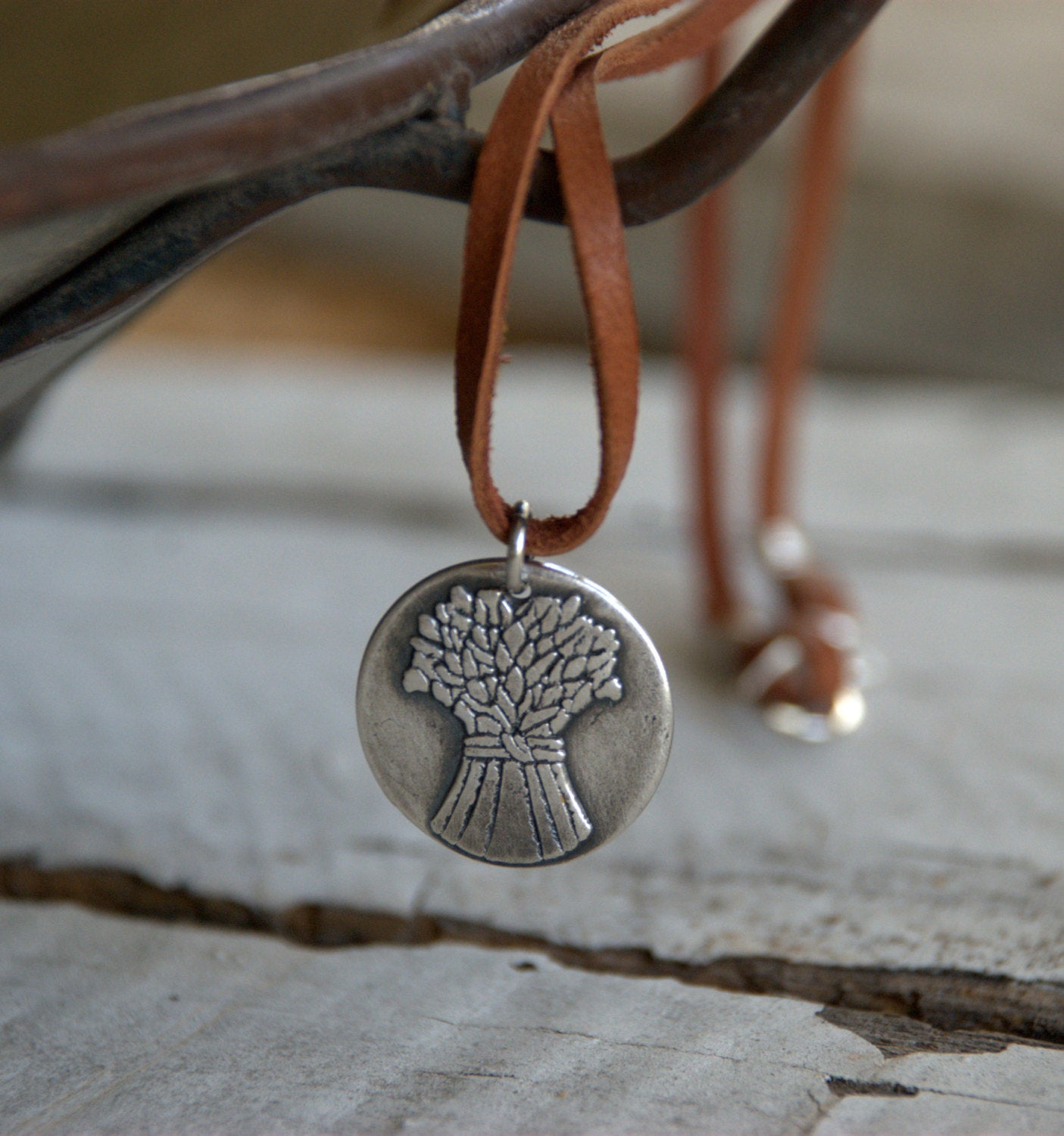 Autumn - Seasons Necklace - Fine & Sterling Silver. Leather. Handmade.