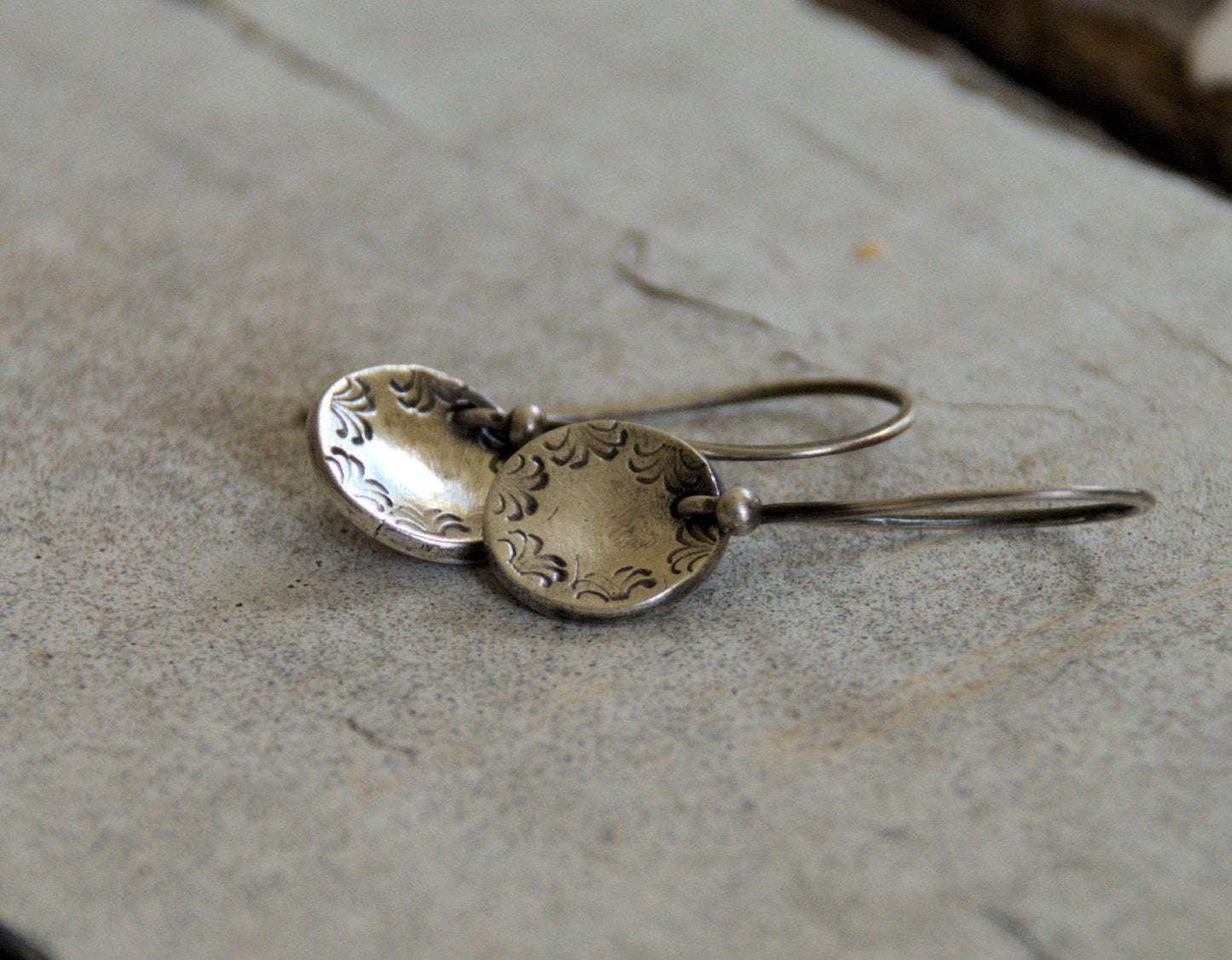 Opelika - Oxidized Fine Silver Earrings. Handmade