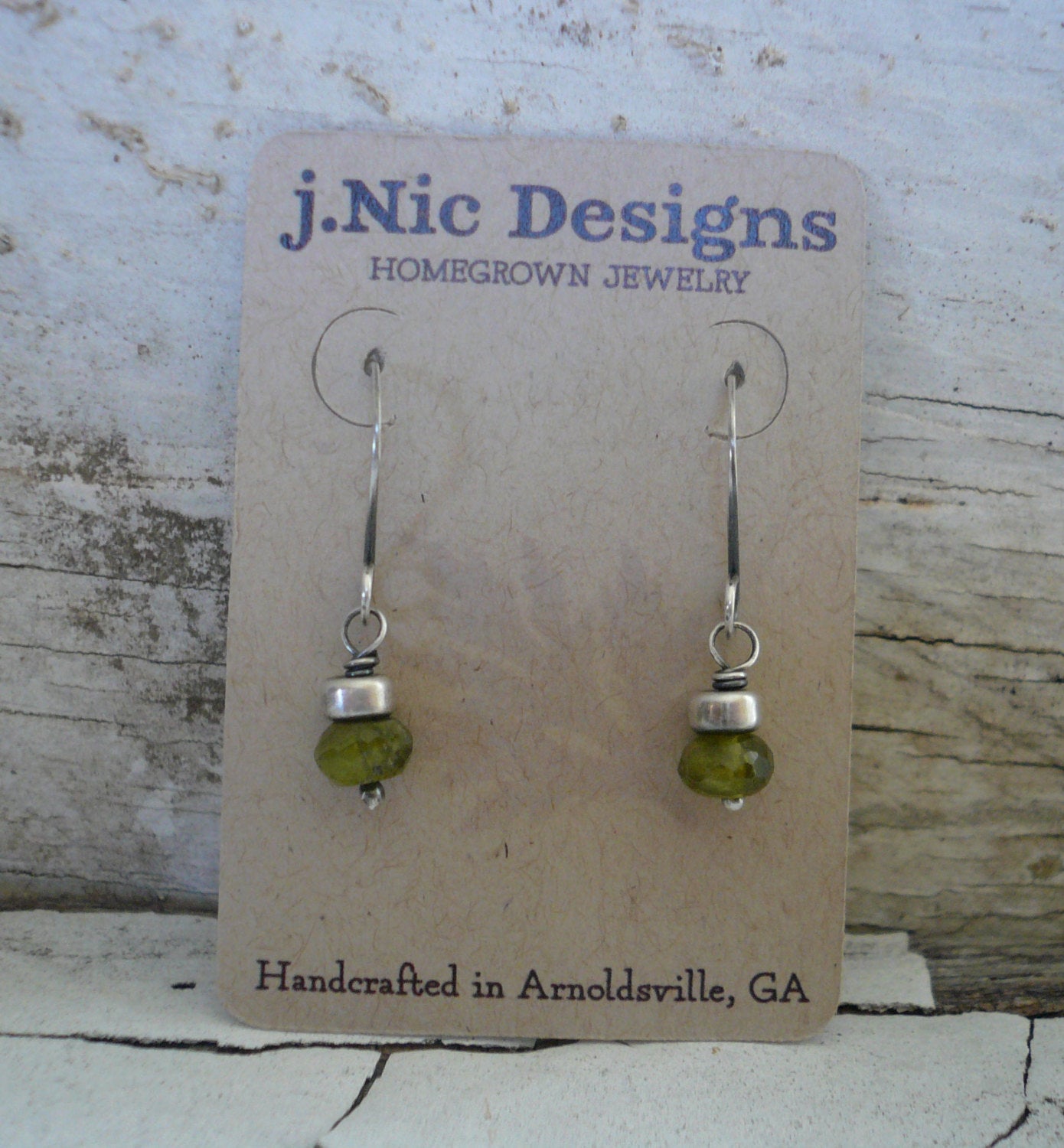 Dandy Earrings in Moss-  Vesuvianite. Oxidized Sterling silver. Dangle earrings.Handmade