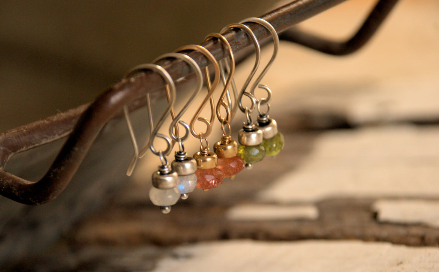 Dandy Earrings in Ice -  Moonstone. Oxidized Sterling silver. Dangle earrings.Handmade
