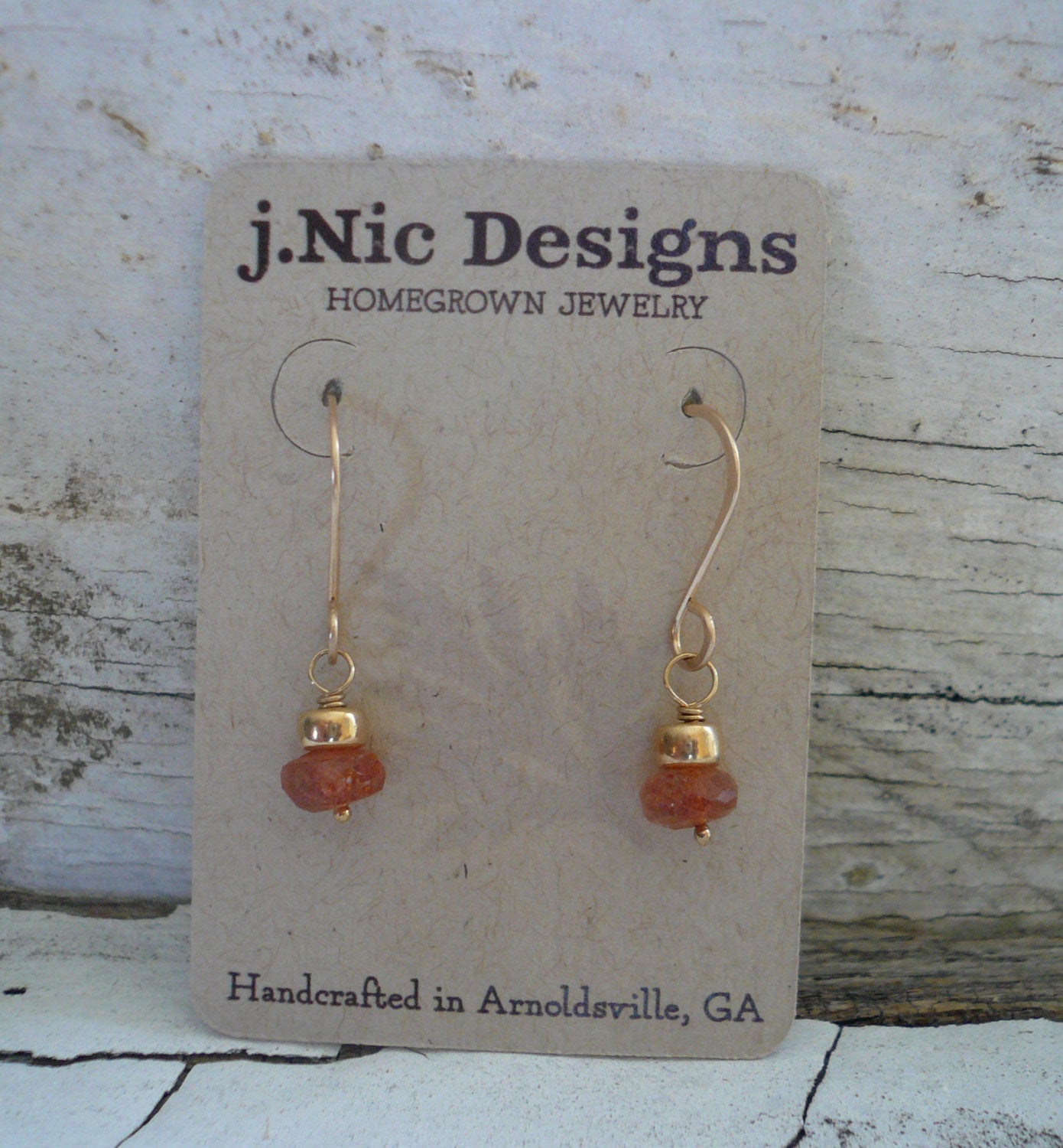Dandy Earrings in Spice-  Sunstone. 14kt Goldfill. Dangle earrings. Handmade
