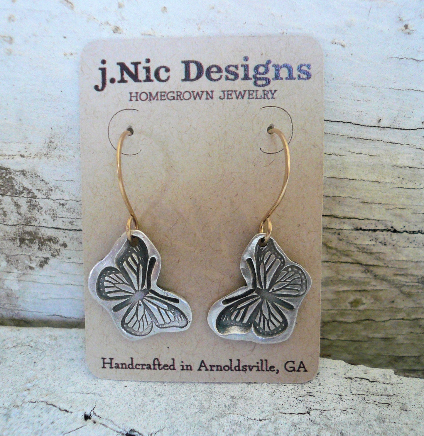 Flutter Earrings - Oxidized fine silver. 14kt Goldfill. Mixed Metal. Handmade