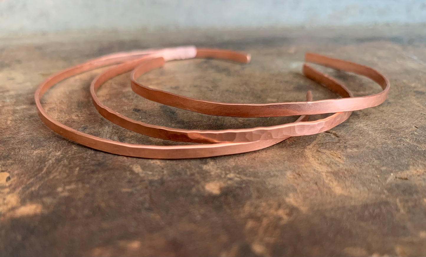 Wisp Copper Cuff Bangle Bracelet - Handmade. Hammered. Your choice of Texture. One Bangle