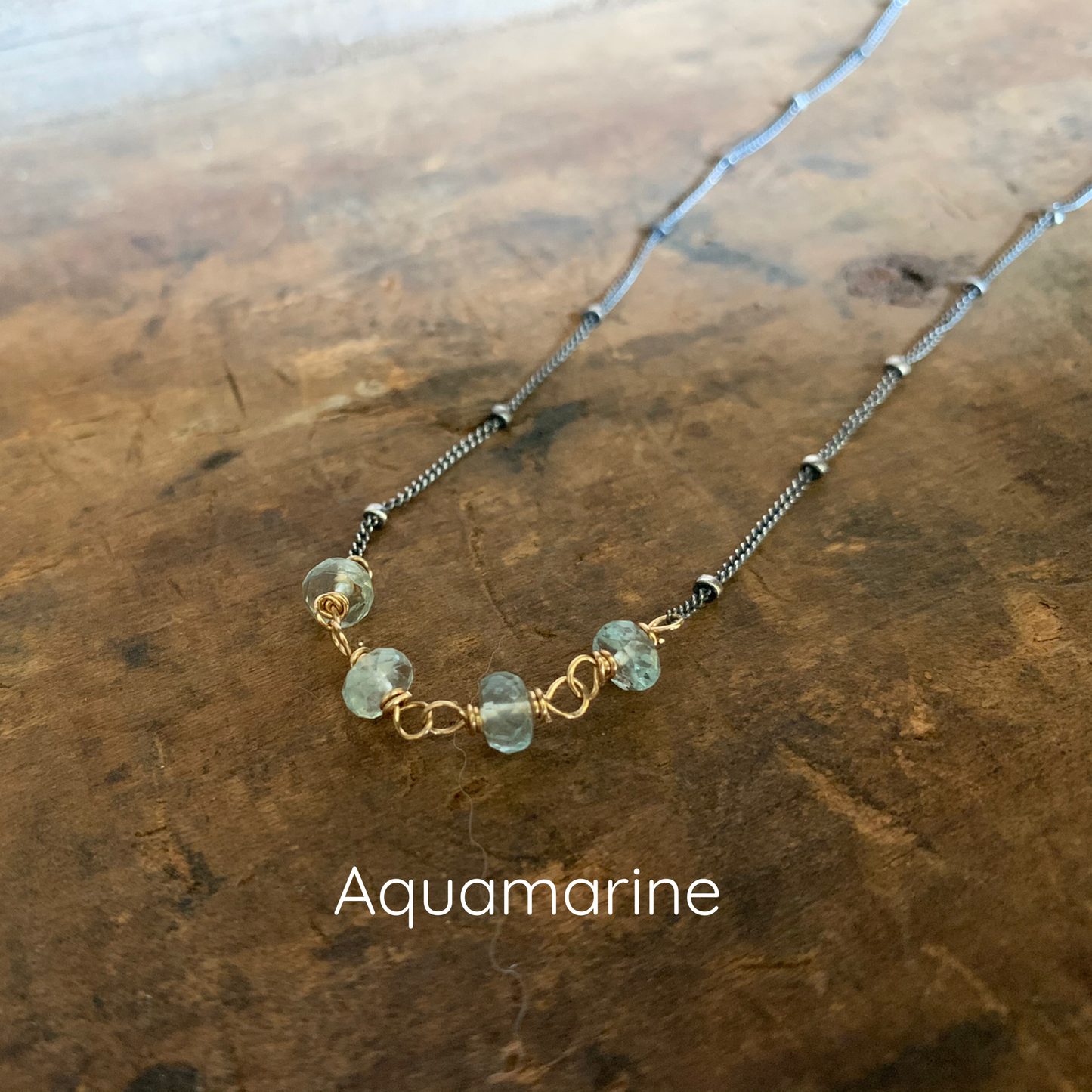 Miscible Collection Necklace - Handmade. Moonstone. Oxidized Sterling silver. 14kt Goldfill. Mixed Metal Necklace