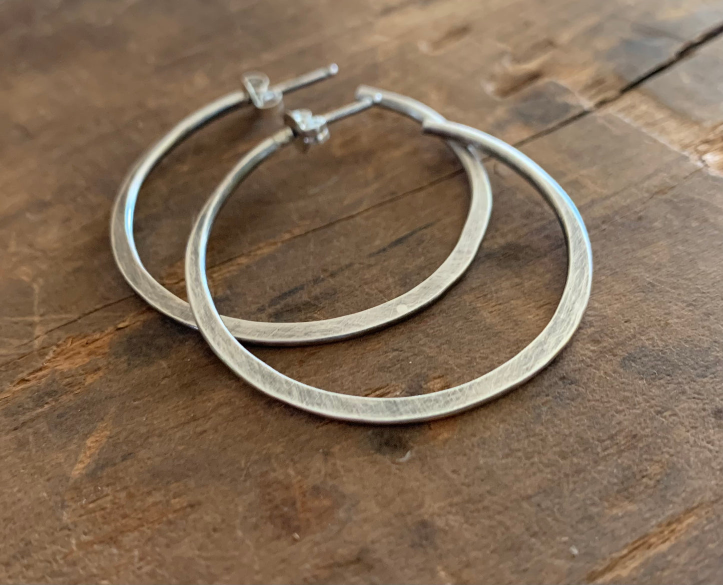 Thick Gauge Post Every Day Hoops - Choice of 7 sizes. Handmade. Hammered. Choice of 4 finishes.