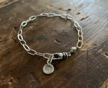 Long Lengths Bracelet - Sterling & Fine Silver elongated cable chain bracelet