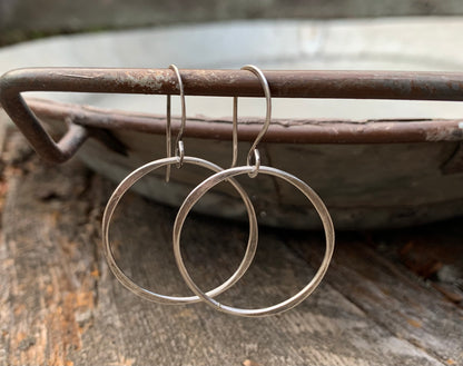 Lagom Earrings Large - Handmade. Heavily Oxidized/ Black sterling silver dangle earrings