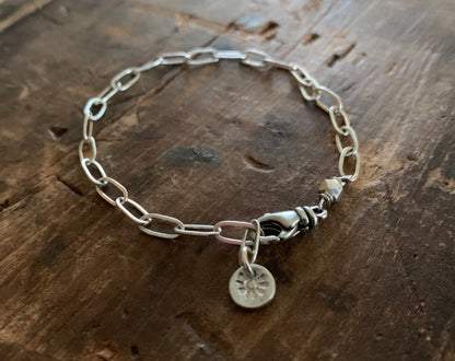 Long Lengths Bracelet - Sterling & Fine Silver elongated cable chain bracelet