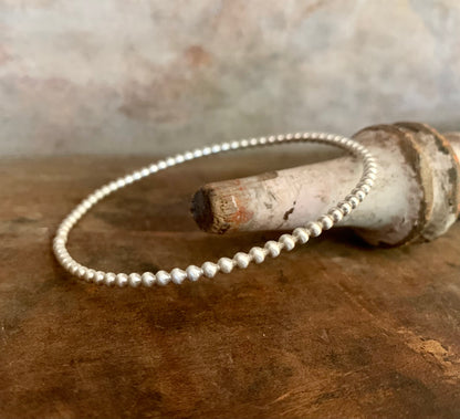 Olio Bangle Bracelet - Sterling Silver Beaded Bangle.