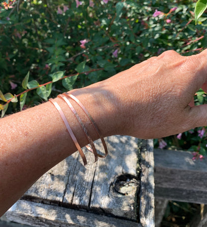 Wisp Copper Cuff Bangle Bracelet - Handmade. Hammered. Your choice of Texture. One Bangle