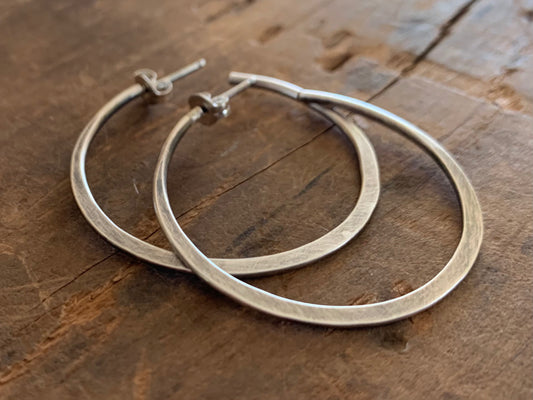 Thick Gauge Post Every Day Hoops - Choice of 7 sizes. Handmade. Hammered. Choice of 4 finishes.
